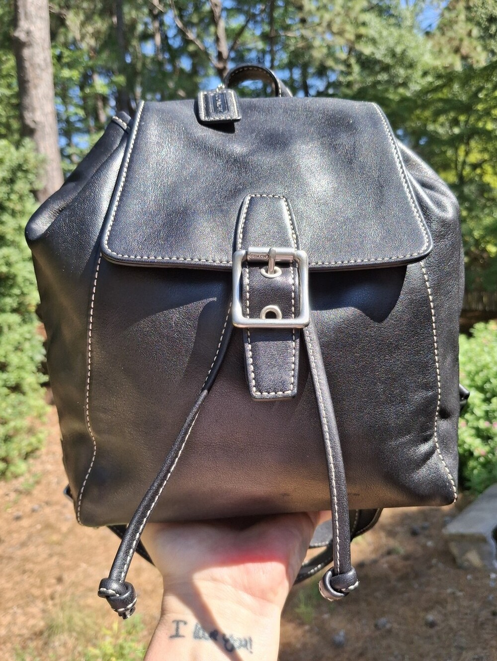 Vintage 2004 Coach Black Leather Legacy Backpack Daypack #9569 - Picture 2 of 15